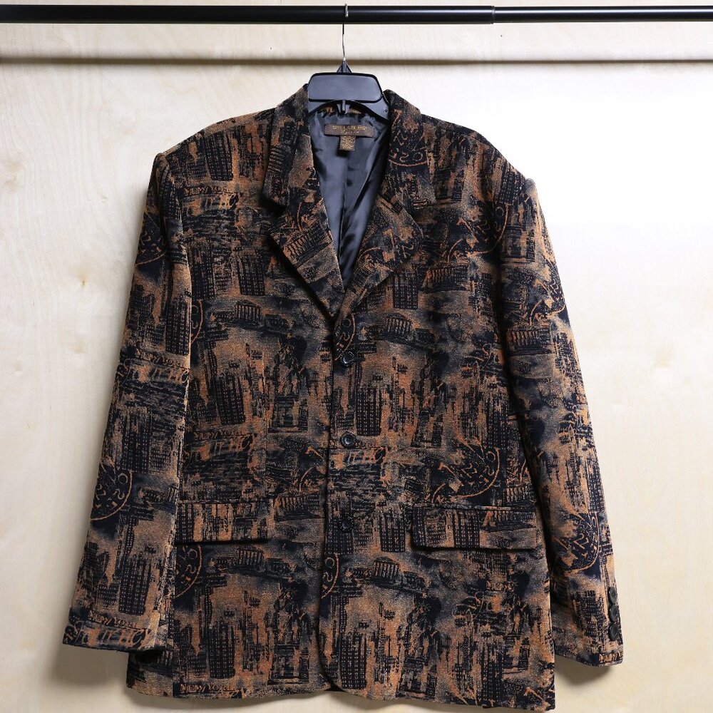 SYLLABLES Men's New York Cityscape Print Blazer Sz XL